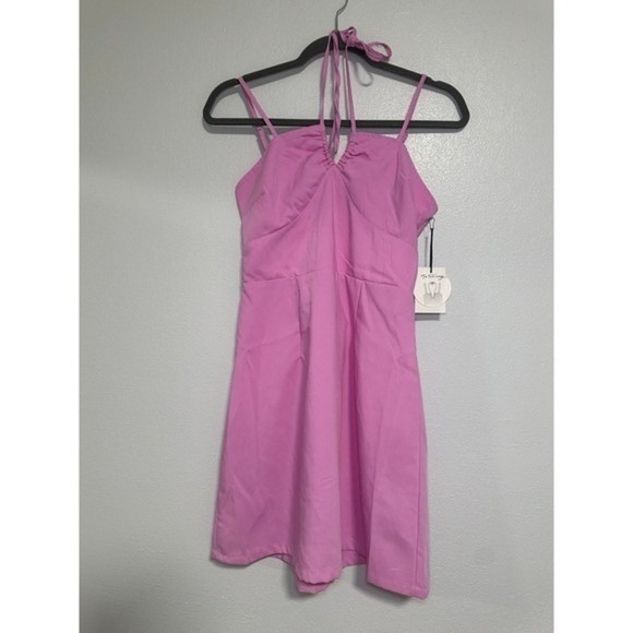 Joysya Dresses & Skirts - Joysya Pink Smocked Halter Neck Mini Dress Size M